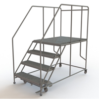 Mobile Work Platform, Steel, 4 Steps, 40" H, 48" D, 36" Step, Serrated Absolute Business Supply