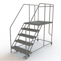 Mobile Work Platform, Steel, 5 Steps, 50" H, 48" D, 36" Step, Serrated Absolute Business Supply