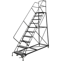 Safety Slope Rolling Ladder, 9 Steps, Perforated, 50° Incline, 90" High Absolute Business Supply