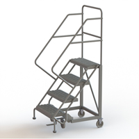 Safety Slope Rolling Ladder, 4 Steps, Serrated, 50° Incline, 40" High Absolute Business Supply