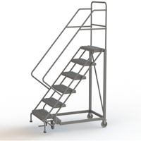 Safety Slope Rolling Ladder, 6 Steps, Serrated, 50° Incline, 60" High Absolute Business Supply