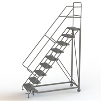 Safety Slope Rolling Ladder, 9 Steps, Serrated, 50° Incline, 90" High Absolute Business Supply