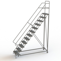 Safety Slope Rolling Ladder, 12 Steps, Serrated, 50° Incline, 120" High Absolute Business Supply