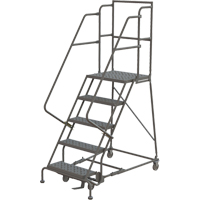 Escabeaux roulants &agrave; dessus profond, 5 marches, Largeur de la marche 16", Hauteur de la plateforme 50", Acier Absolute Business Supply