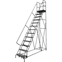 Escabeaux roulants &agrave; dessus profond, 13 marches, Largeur de la marche 24", Hauteur de la plateforme 130", Acier Absolute Business Supply
