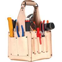 Porte-outils pour &eacute;lectricien et travaux d'entretien, Cuir, 17 pochettes, Beige Absolute Business Supply