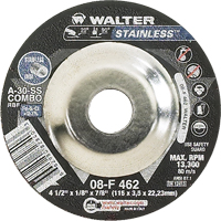 Depressed Centre Grinding Wheels - Stainless Type 27, 4-1/2" x 1/8", 7/8" Arbor, Type 27 Absolute Business Supply