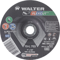 Flexcut Depressed Centre Grinding Wheels, 7", 36 Grit, Aluminum Oxide, 7/8", 8600 RPM, Type 29 Absolute Business Supply