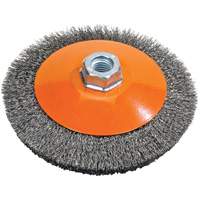 Saucer Crimped Wire Wheel, 6" Dia., 0.012" Fill, 5/8"-11 Arbor Absolute Business Supply