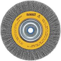 Crimped Bench Wire Brush, 6" Dia., 0.014" Fill, 5/8" - 1/2" Arbor Absolute Business Supply