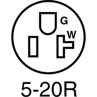 2-Pole 3-Wire Grounding Straight Blade Connector, 5-20P, Nylon Absolute Business Supply