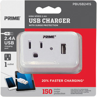 Prime&reg; USB Charger with Surge Protector Absolute Business Supply