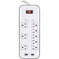 USB Charging Surge Protectors, 8 Outlets, 2400 J, 1875 W, 6' Cord Absolute Business Supply