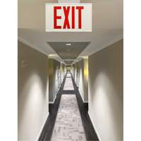 Exit Sign, LED, Battery Operated/Hardwired, 12-1/5" L x 7-1/2" W, English Absolute Business Supply